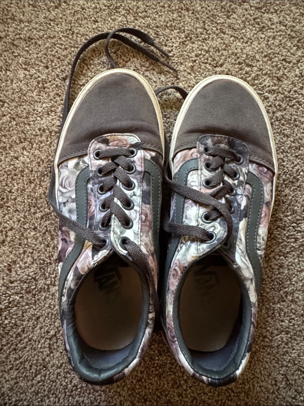 Vans Floral Canvas Lace-Up Sneakers - Gray Pink